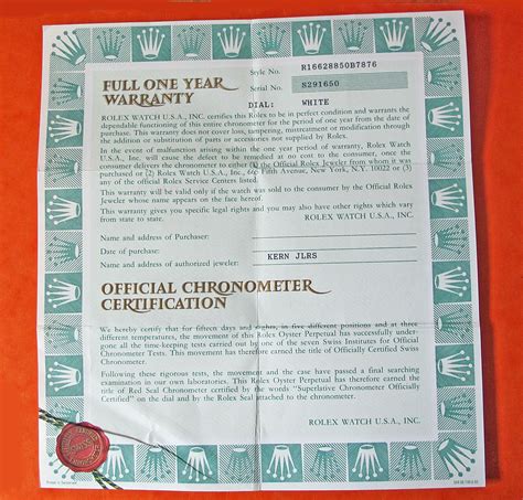 rolex certificate of authenticity pdf